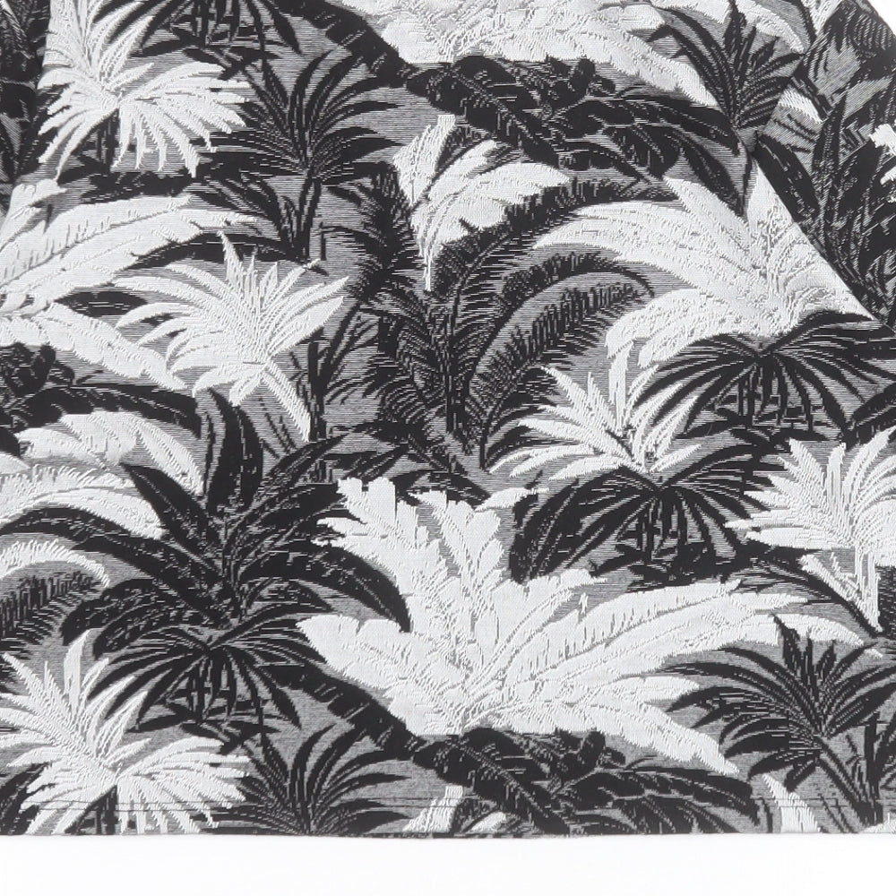 Topshop Womens Black Floral Viscose Cropped T-Shirt Size 8 Round Neck