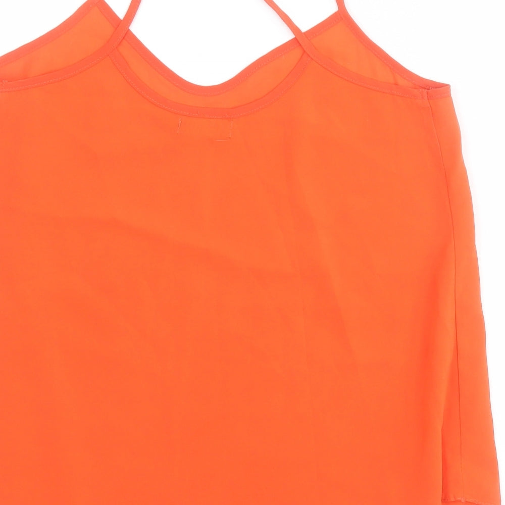 Exhibit Womens Orange Polyester Camisole Tank Size 8 V-Neck
