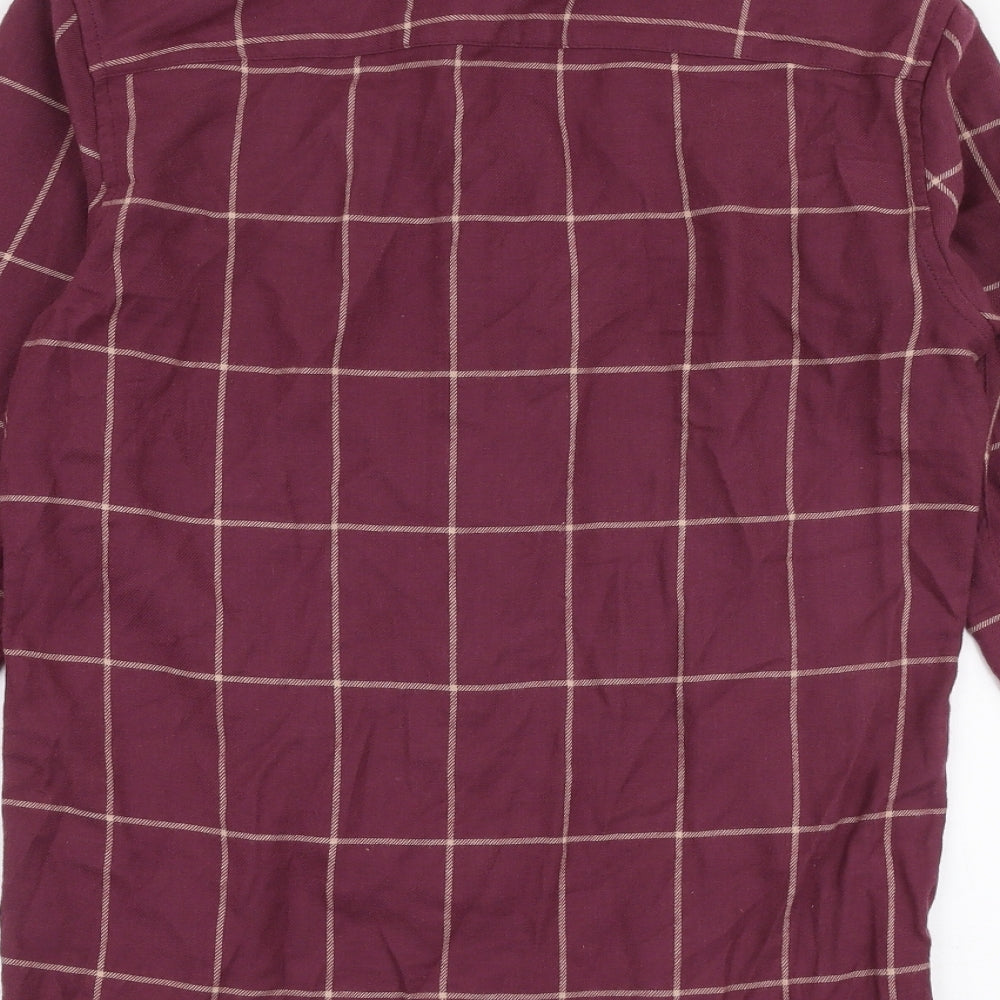 ASOS Womens Purple Plaid 100% Cotton Jersey Button-Up Size 2XS Collared