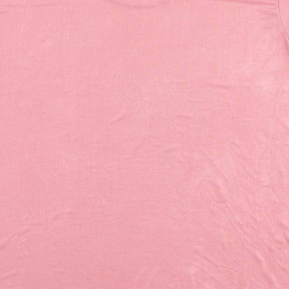 Charmell Womens Pink Polyester Basic Blouse Size 2XL Round Neck