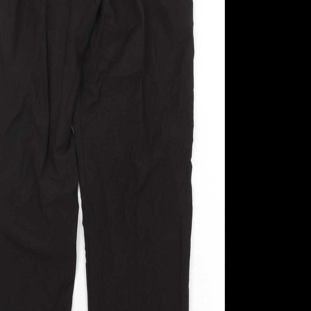 Preworn Mens Black Polyester Trousers Size 16 L29 in Regular