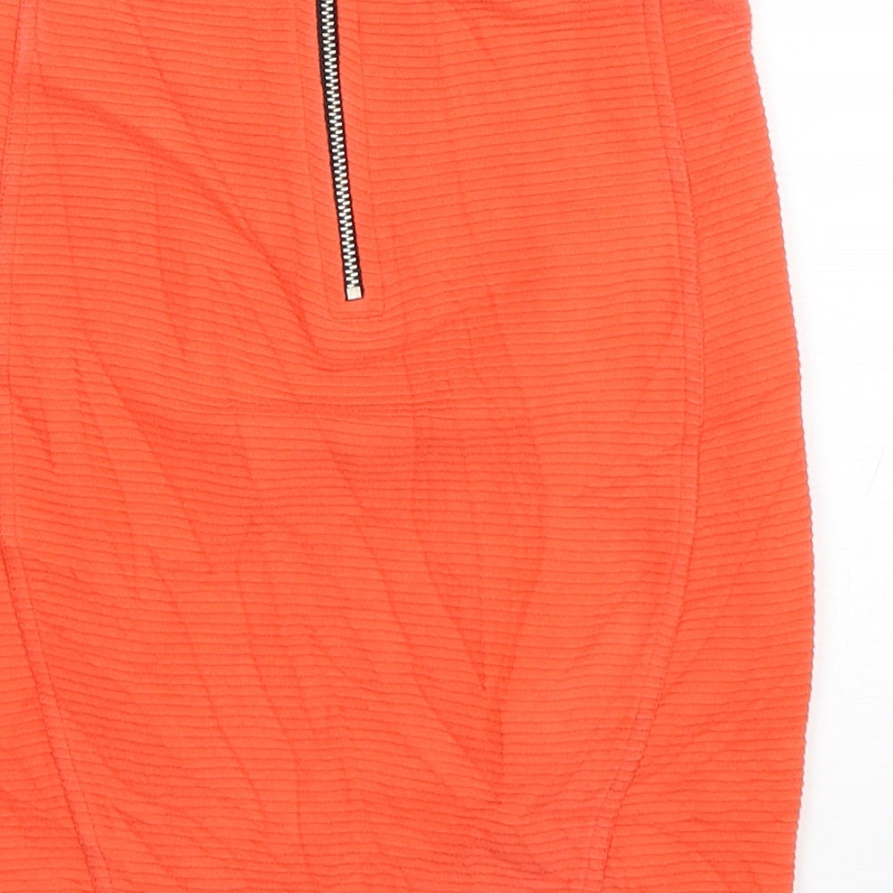 Topshop Womens Orange Cotton Mini Skirt Size 8