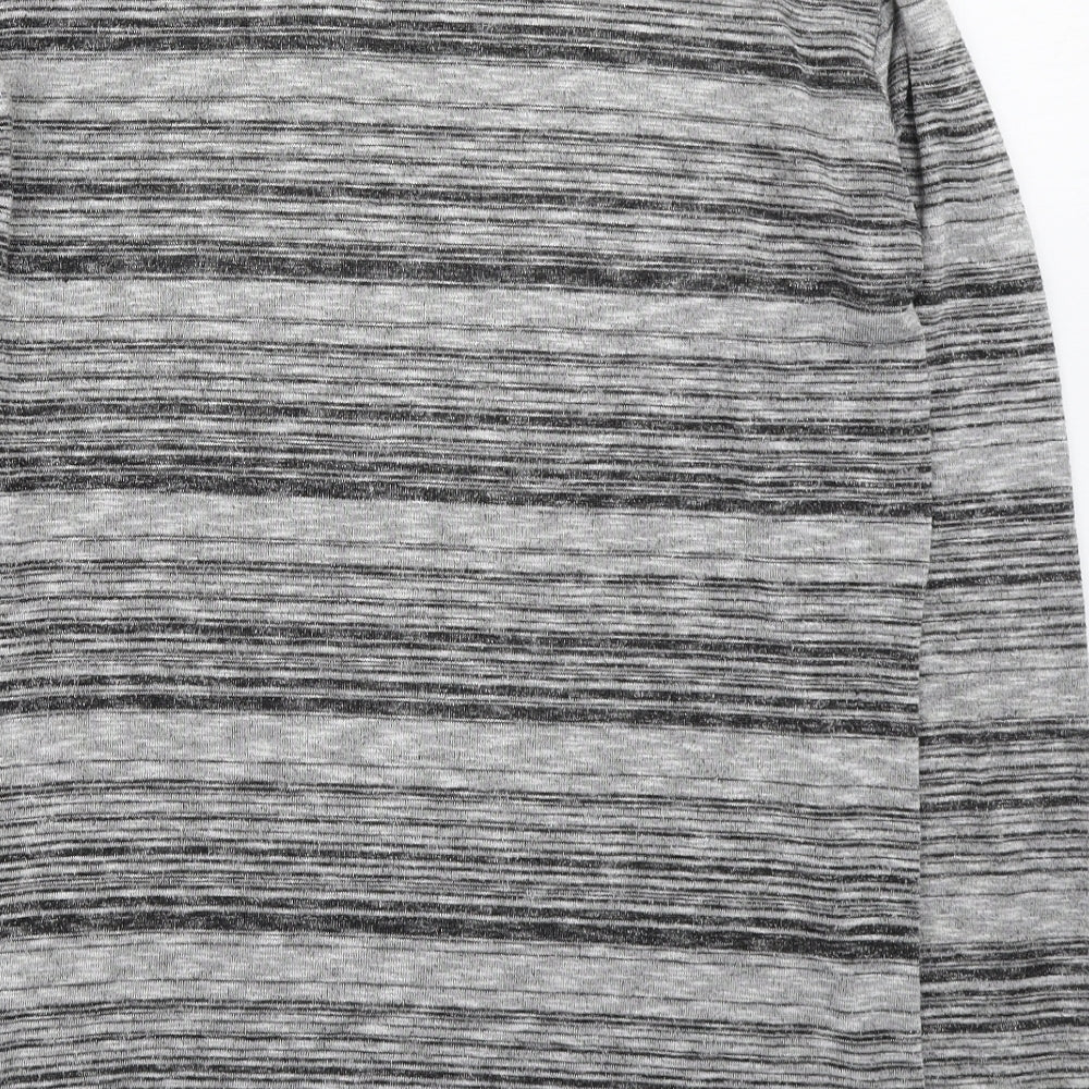 Key Largo Womens Grey Round Neck Striped Polyester Pullover Jumper Size M