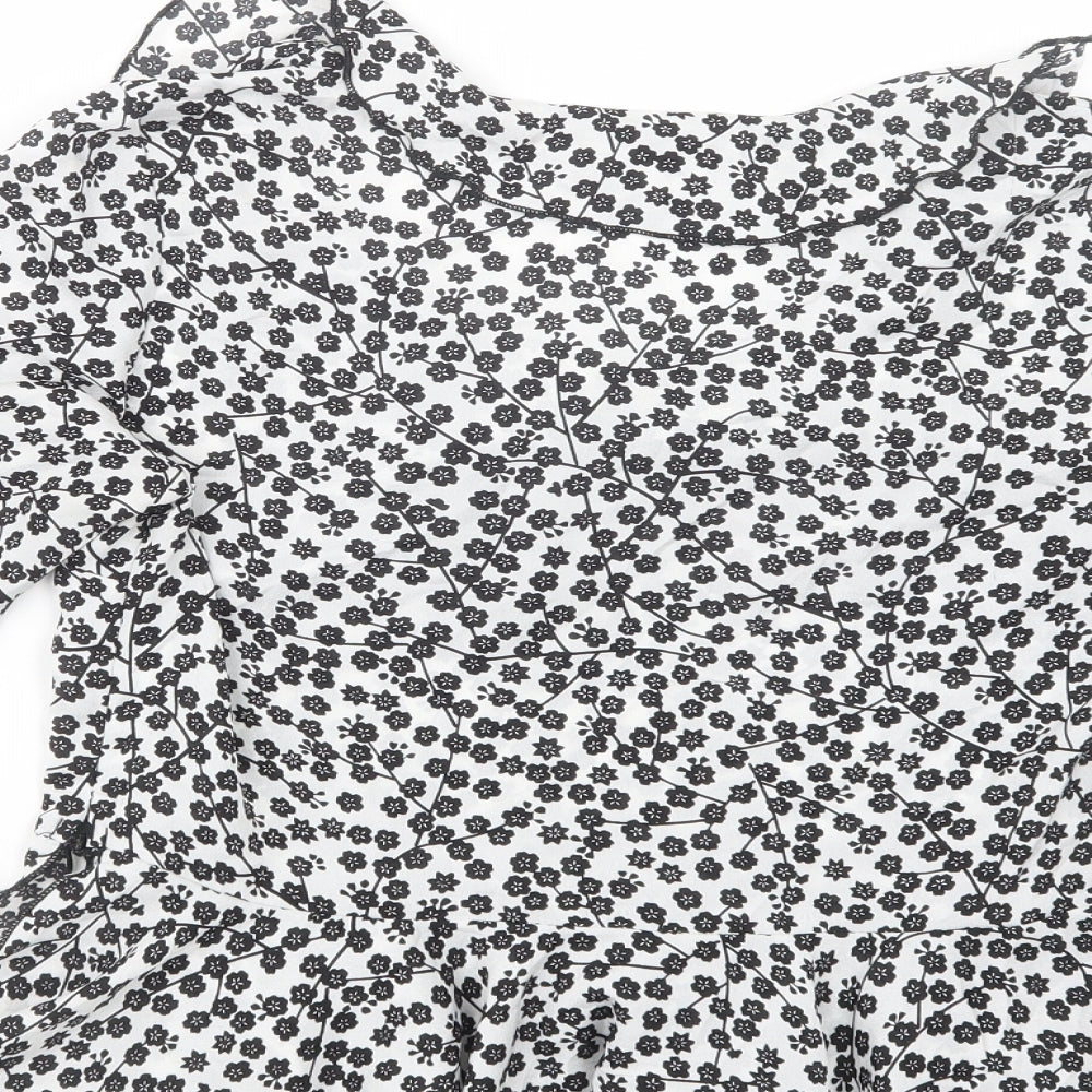 Love & Other Things Womens White Floral Polyester Basic Blouse Size XS Scoop Neck