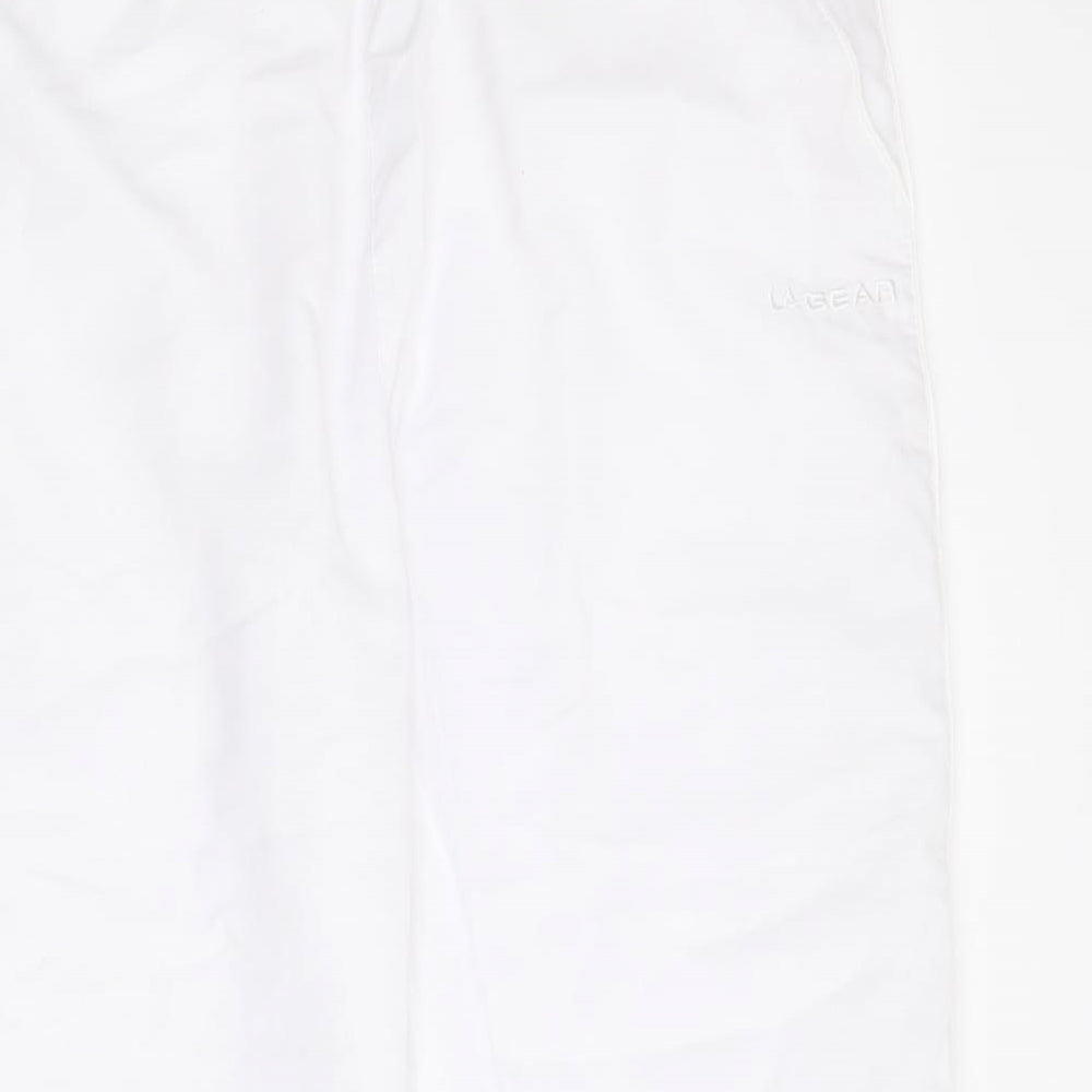 LA Gear Womens White Polyester Cropped Trousers Size 14 L20 in Regular Drawstring - Jogger style