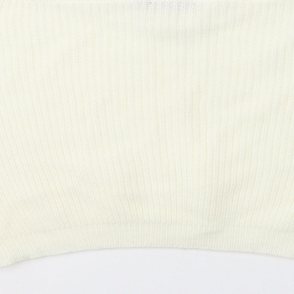 PRETTYLITTLETHING Womens White Boat Neck Acrylic Pullover Jumper Size S