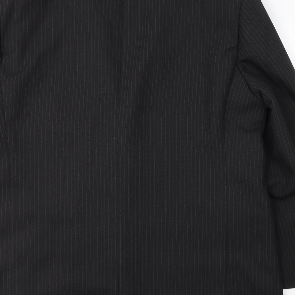 Taylor & Wright Mens Black Striped Polyester Jacket Suit Jacket Size XL
