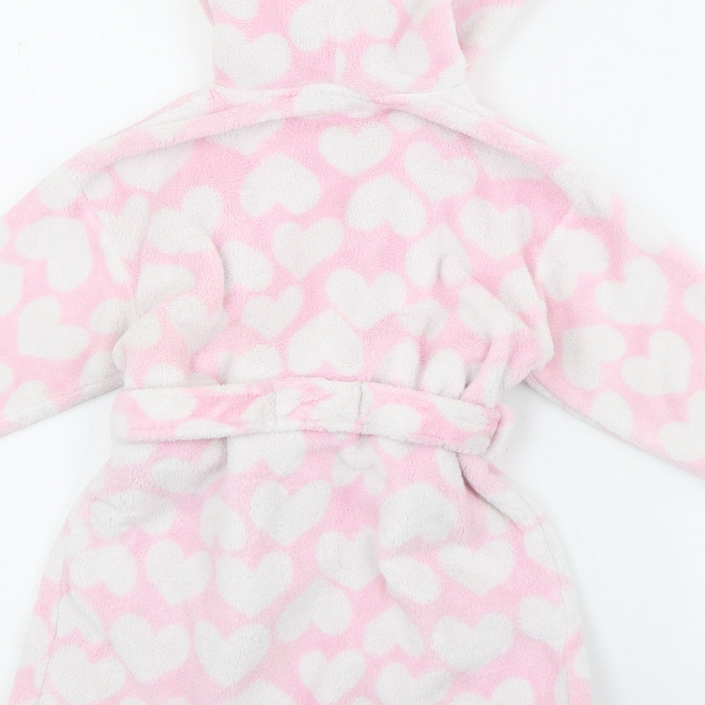 NEXT Girls Pink Geometric Polyester Top Robe Size 2-3 Years Tie