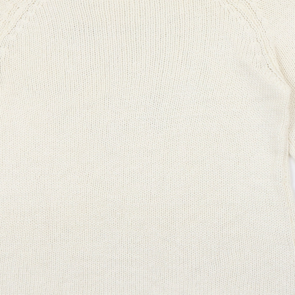 Roman Womens Ivory Crew Neck Acrylic Pullover Jumper Size 16