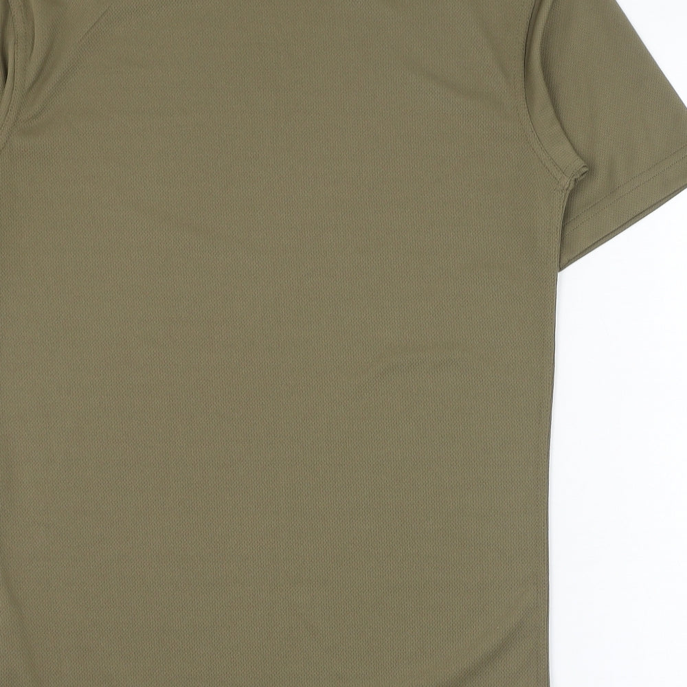 Preworn Mens Green Polyester Basic T-Shirt Size S Roll Neck Pullover