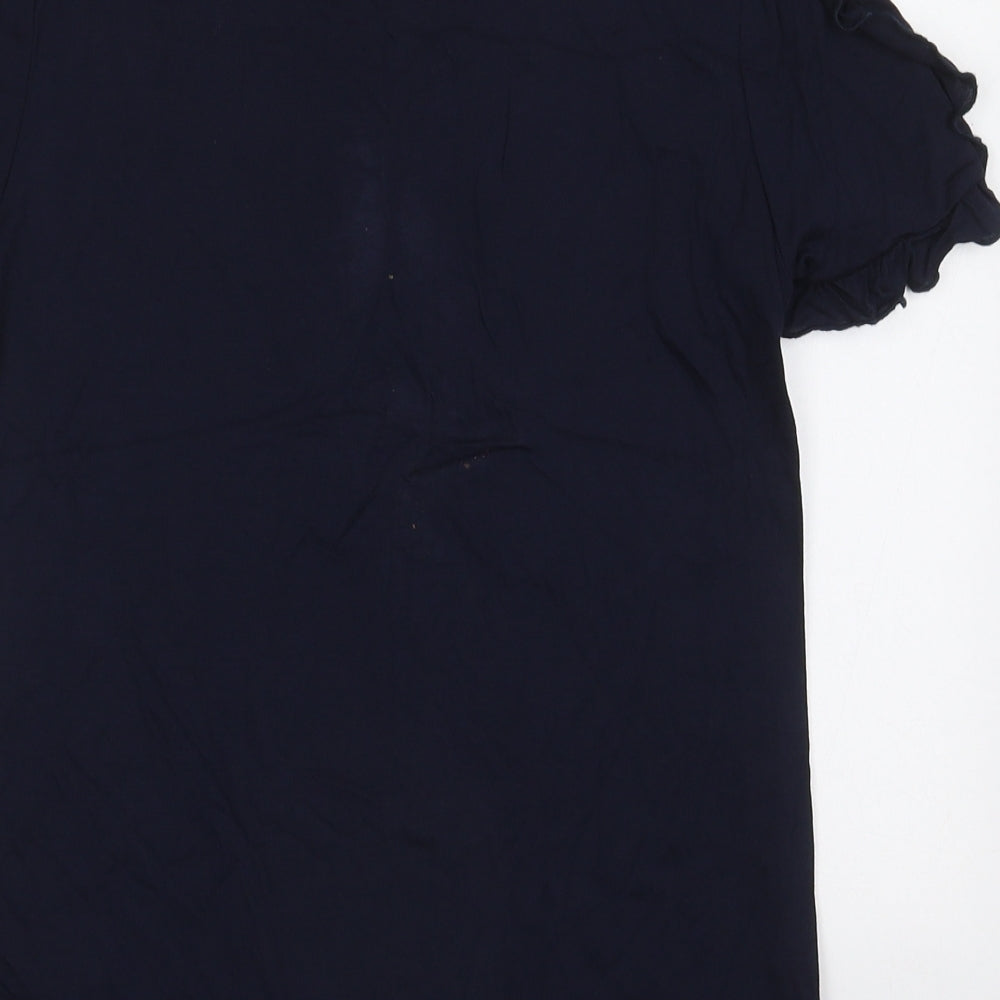 Oasis Womens Blue Viscose Basic T-Shirt Size XS Crew Neck