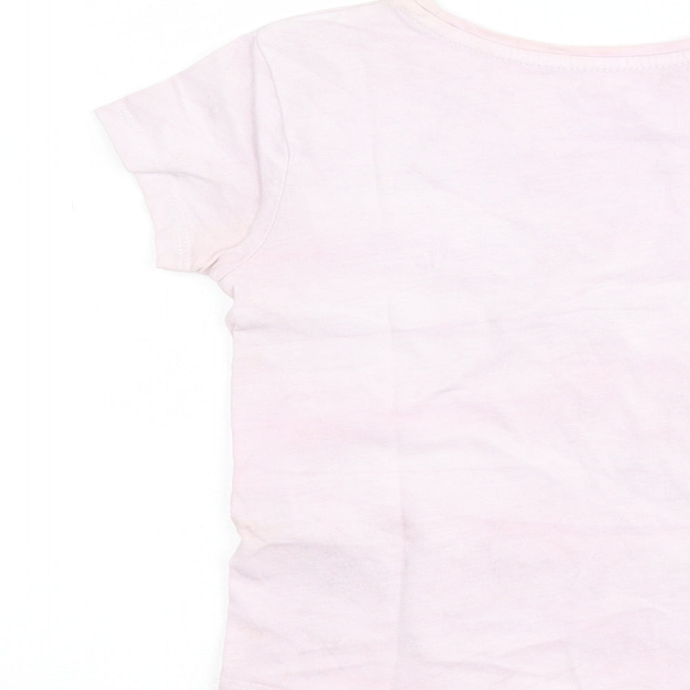 Primark Girls Pink 100% Cotton Pullover T-Shirt Size 4-5 Years Round Neck Pullover