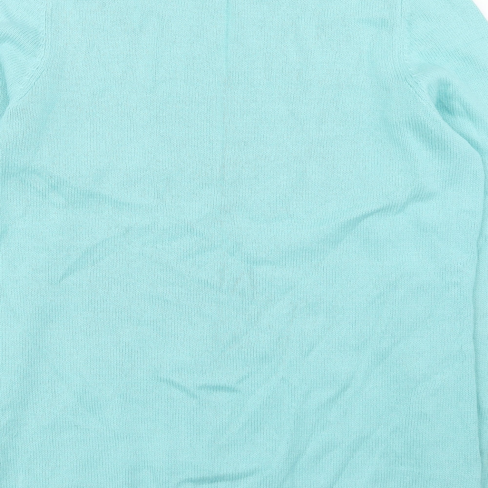 Preworn Womens Blue Square Neck Cotton Pullover Jumper Size M