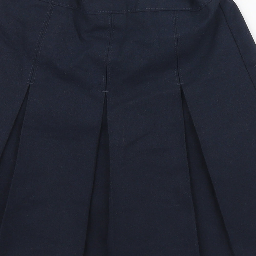Marks & Spencer Girls Blue Polyester Pleated Skirt Size 8-9 Years Regular Zip