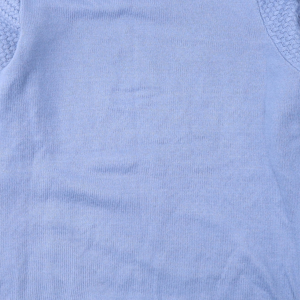 Isle Womens Blue Round Neck Acrylic Pullover Jumper Size 10