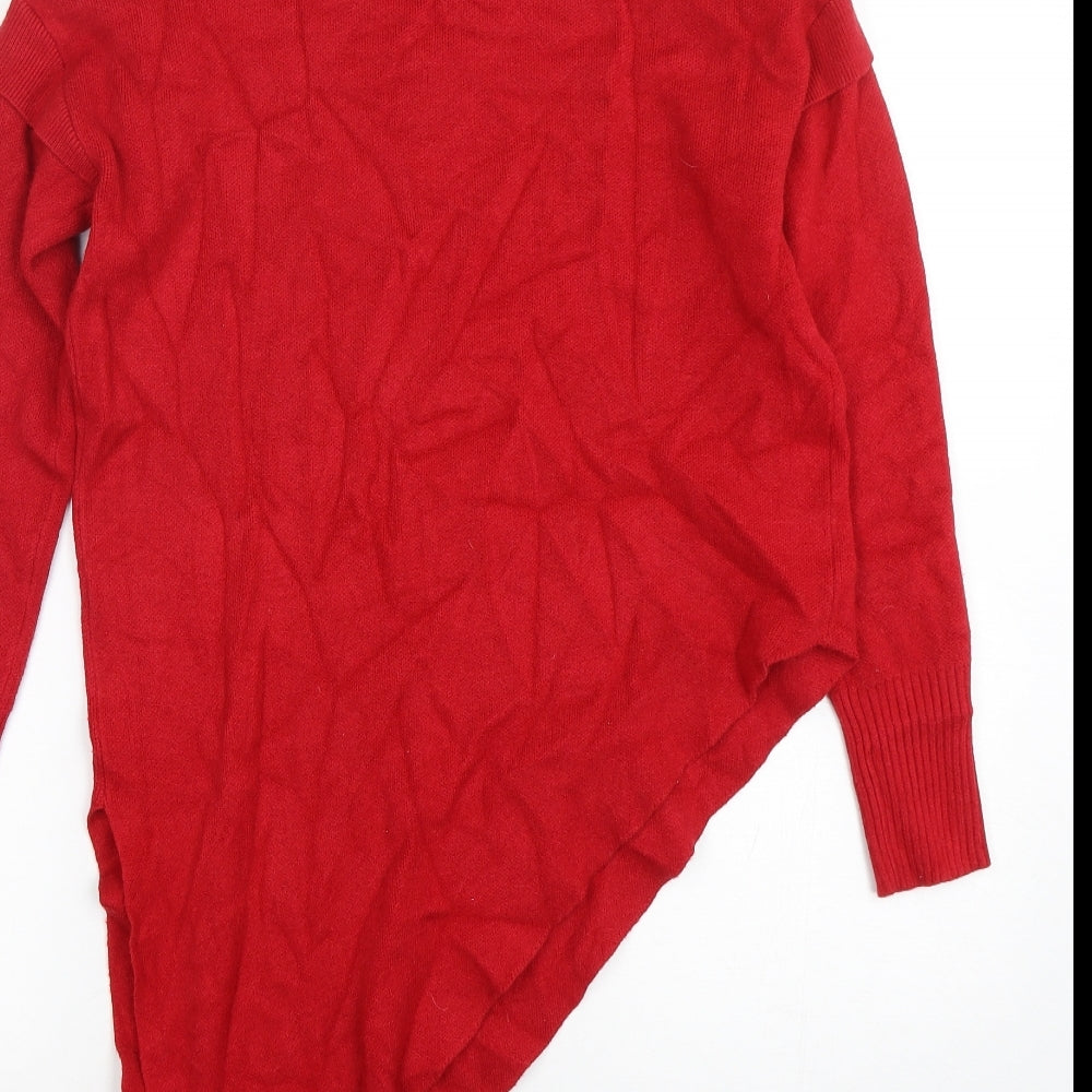 River Island Womens Red Roll Neck Viscose Pullover Jumper Size XS