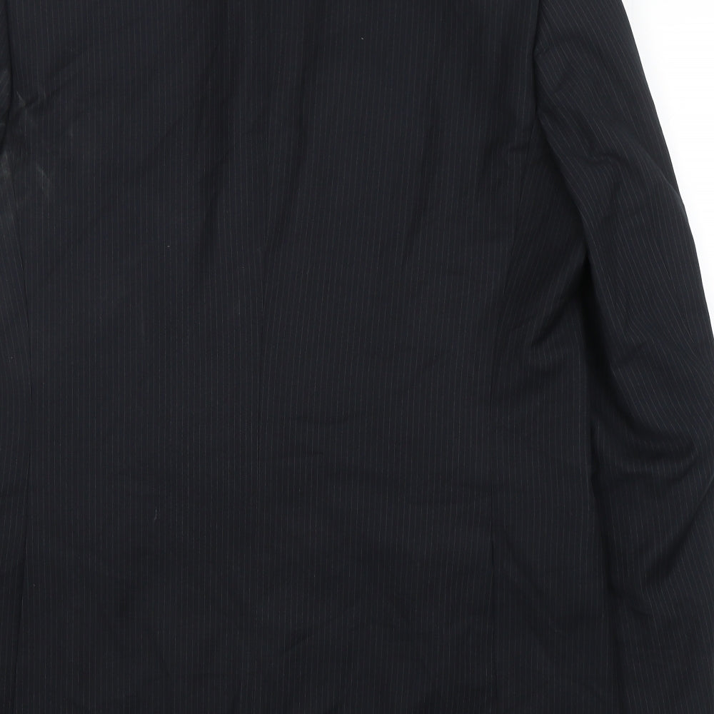 Burton Mens Black Striped Polyester Jacket Suit Jacket
