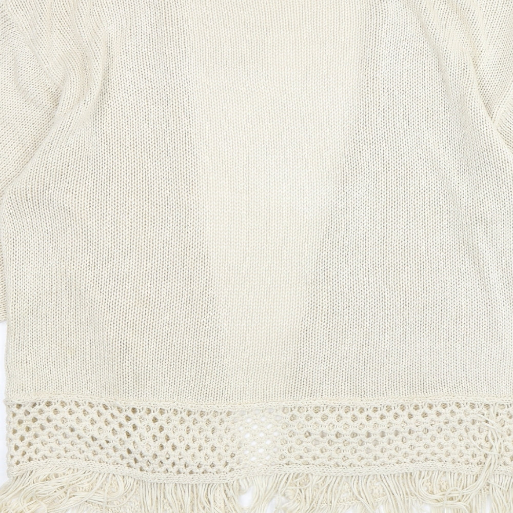 Atmosphere Womens Beige V-Neck Acrylic Cardigan Jumper Size M