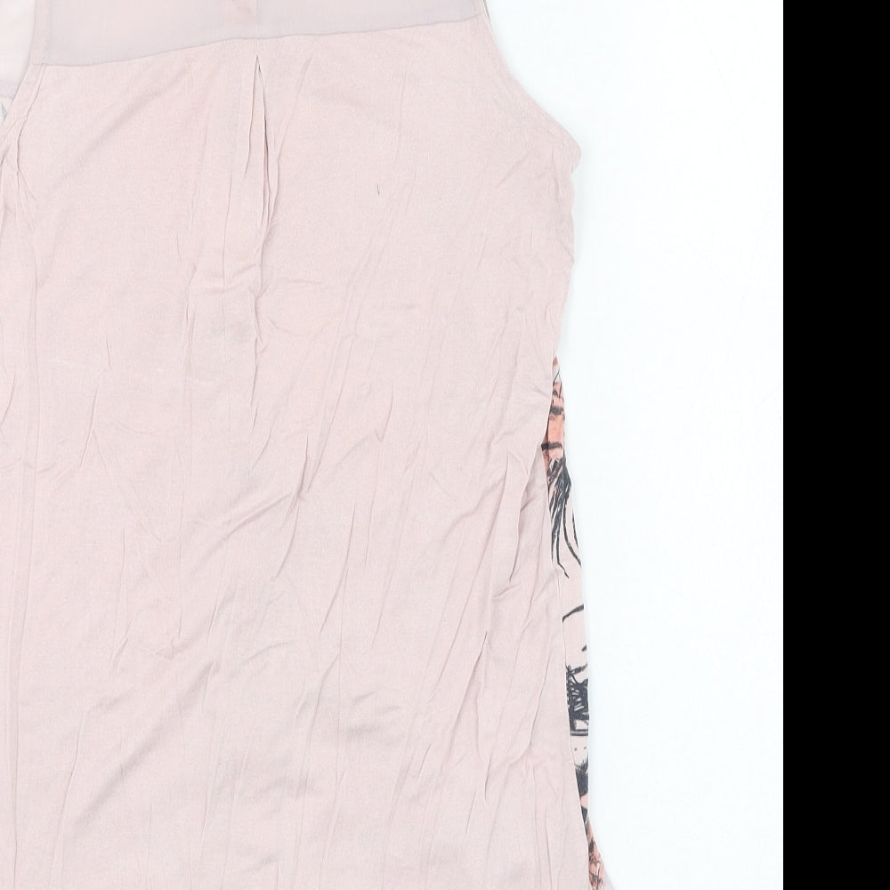 NEXT Womens Pink Floral Viscose Basic Button-Up Size 8 Collared