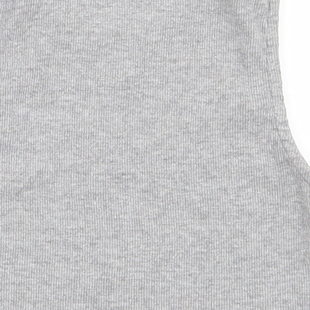 Primark Girls Grey Cotton Cropped Tank Size 9-10 Years Round Neck Pullover