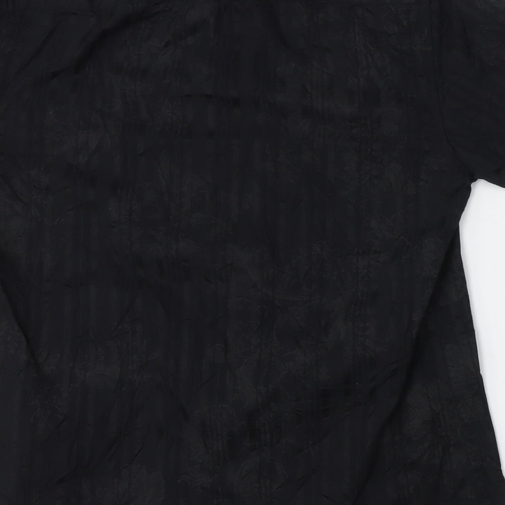 NEXT Mens Black Polyester Button-Up Size M Collared Button