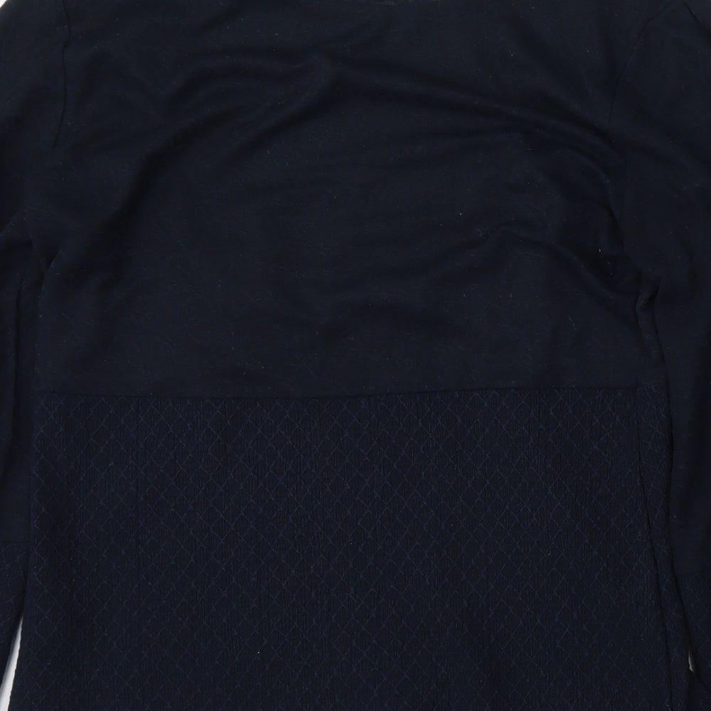 Savior Womens Blue Polyester Basic Blouse Size S Round Neck