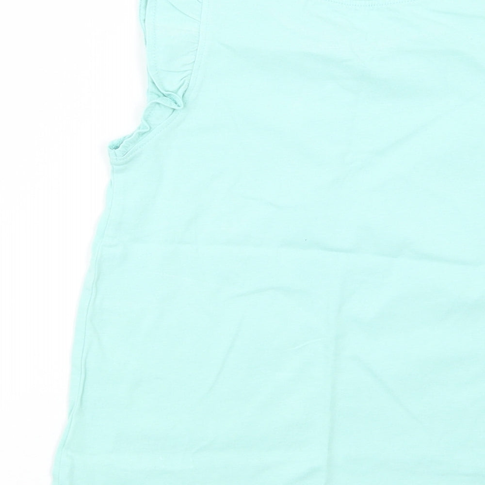 NEXT Girls Green Cotton Basic Tank Size 6-7 Years Crew Neck Pullover