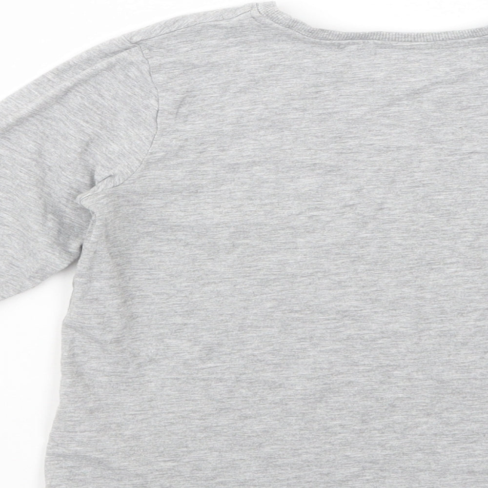 NAME IT Boys Grey Cotton Basic T-Shirt Size 6 Years Crew Neck Pullover