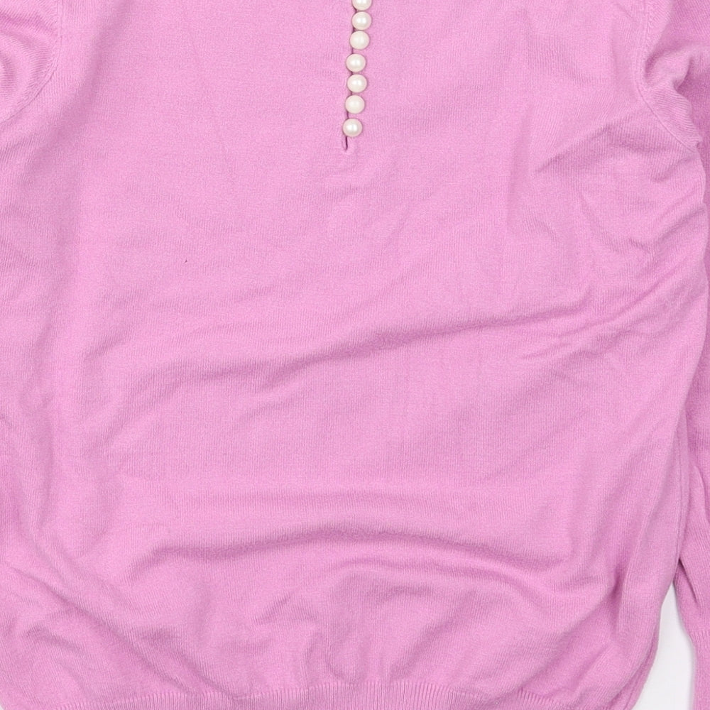 Savior Womens Pink Crew Neck Viscose Pullover Jumper Size M