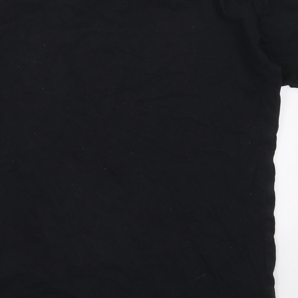 Marks and Spencer Girls Black Cotton Basic T-Shirt Size 13-14 Years Crew Neck Pullover - Save The Parties