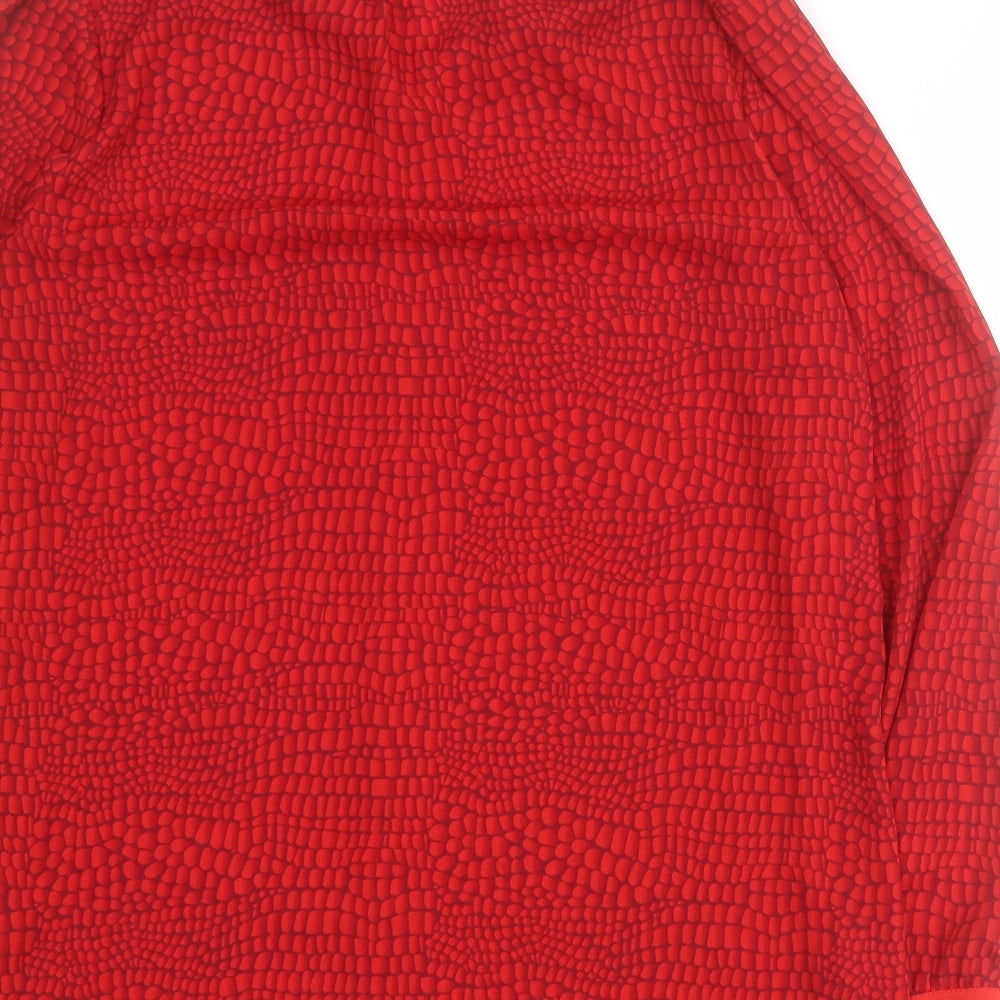 Paul Costelloe Womens Red Geometric Polyester Basic Blouse Size 12 Collared