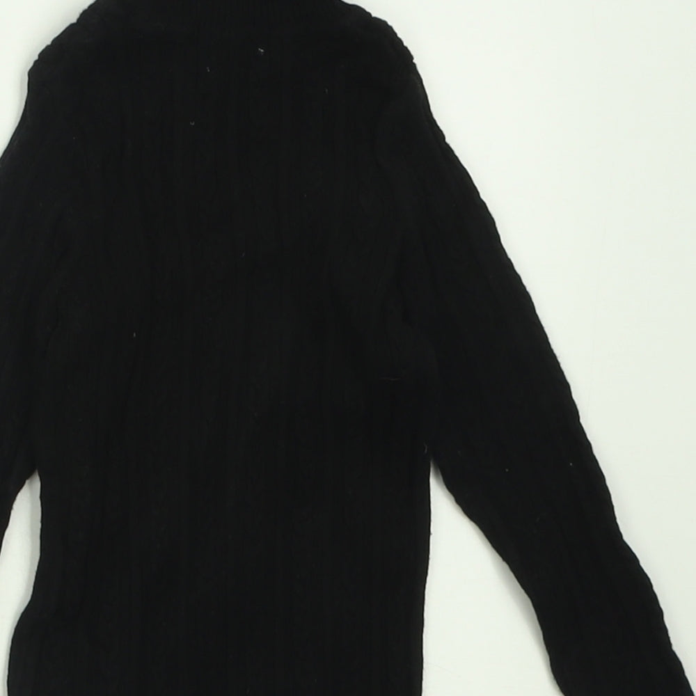 NEXT Girls Black Roll Neck Cotton Pullover Jumper Size 2 Years Pullover