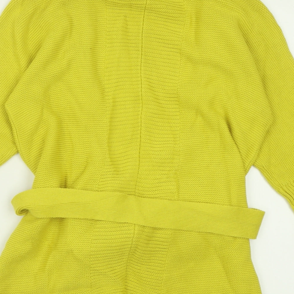 Debenhams Womens Yellow V-Neck Cotton Cardigan Jumper Size 8
