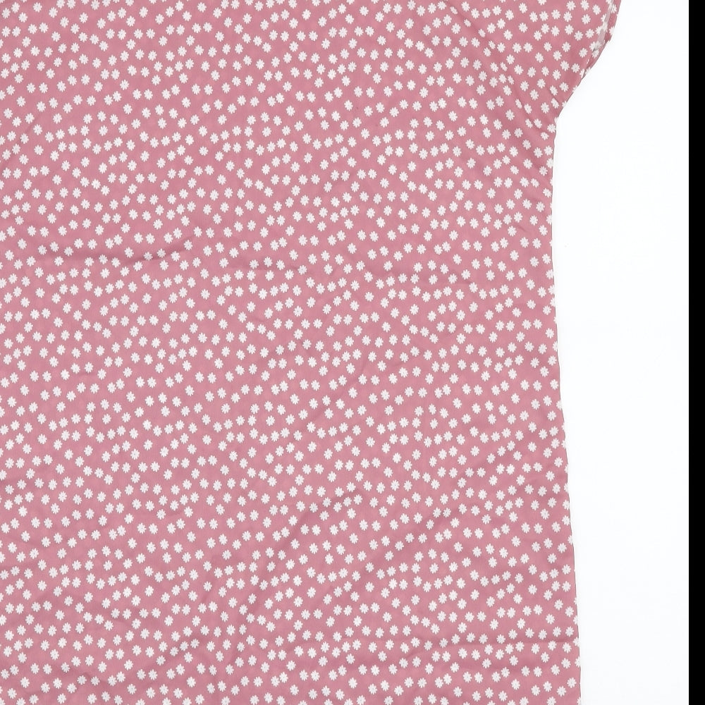 SheIn Womens Pink Floral Polyester A-Line Size L Round Neck Pullover