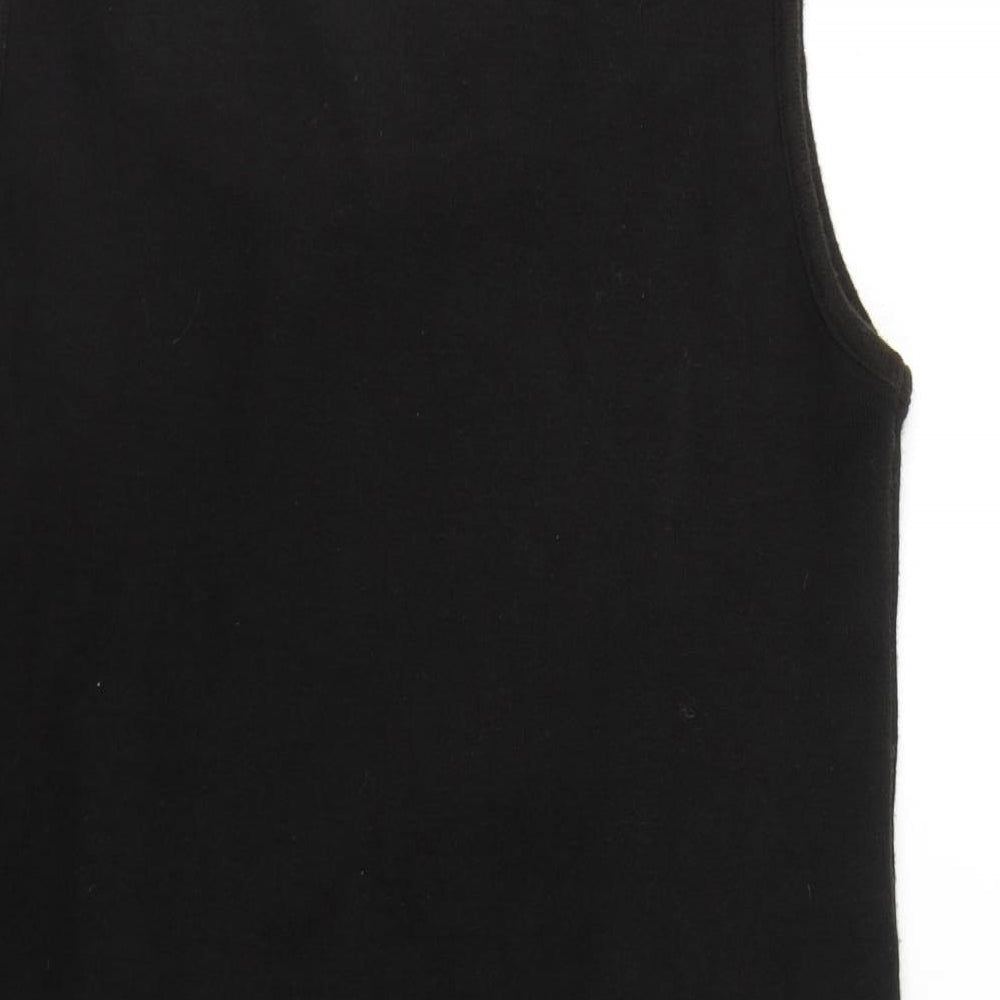 CULTURE Womens Black Round Neck Plaid Polyester Tunic Jumper Size 10