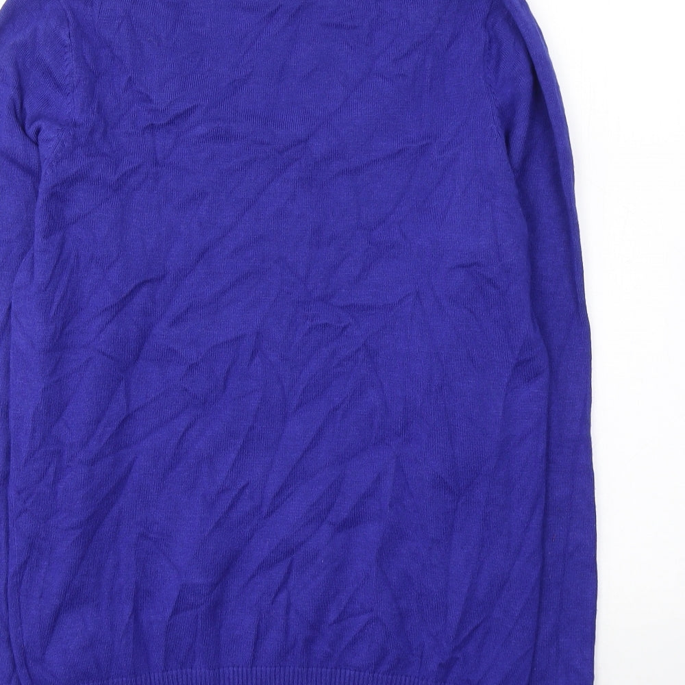 Preworn Womens Blue Round Neck Viscose Pullover Jumper Size 12