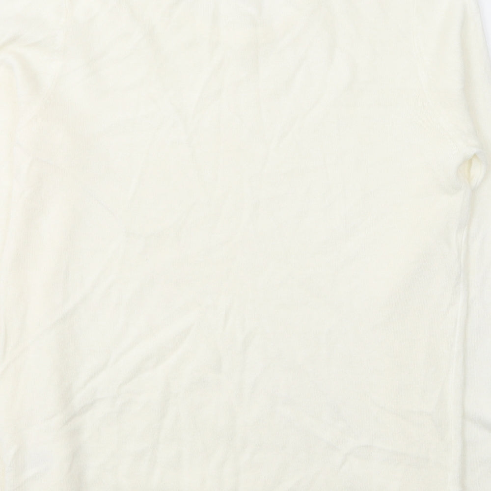 VIDA VI Womens White Round Neck Acrylic Pullover Jumper Size M