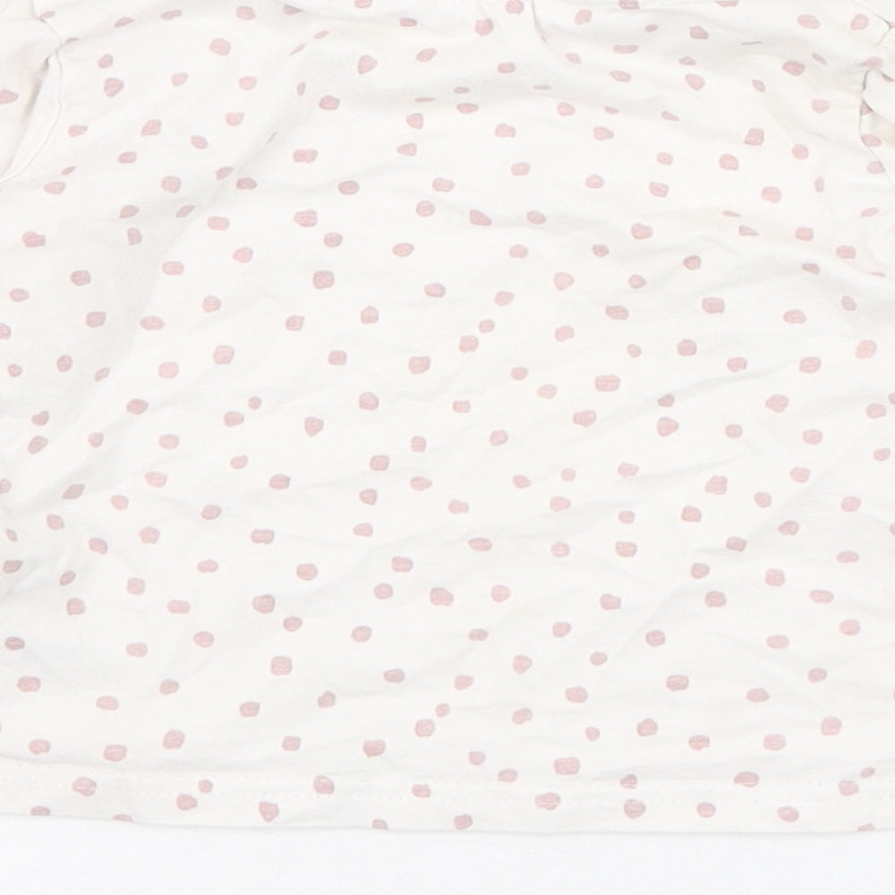 George Girls Ivory Polka Dot Cotton Basic T-Shirt Size 18-24 Months Round Neck Pullover