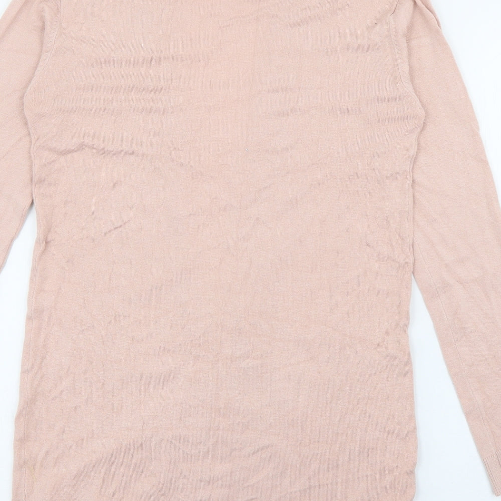 MNG Womens Pink Roll Neck Polyester Cardigan Jumper Size 8