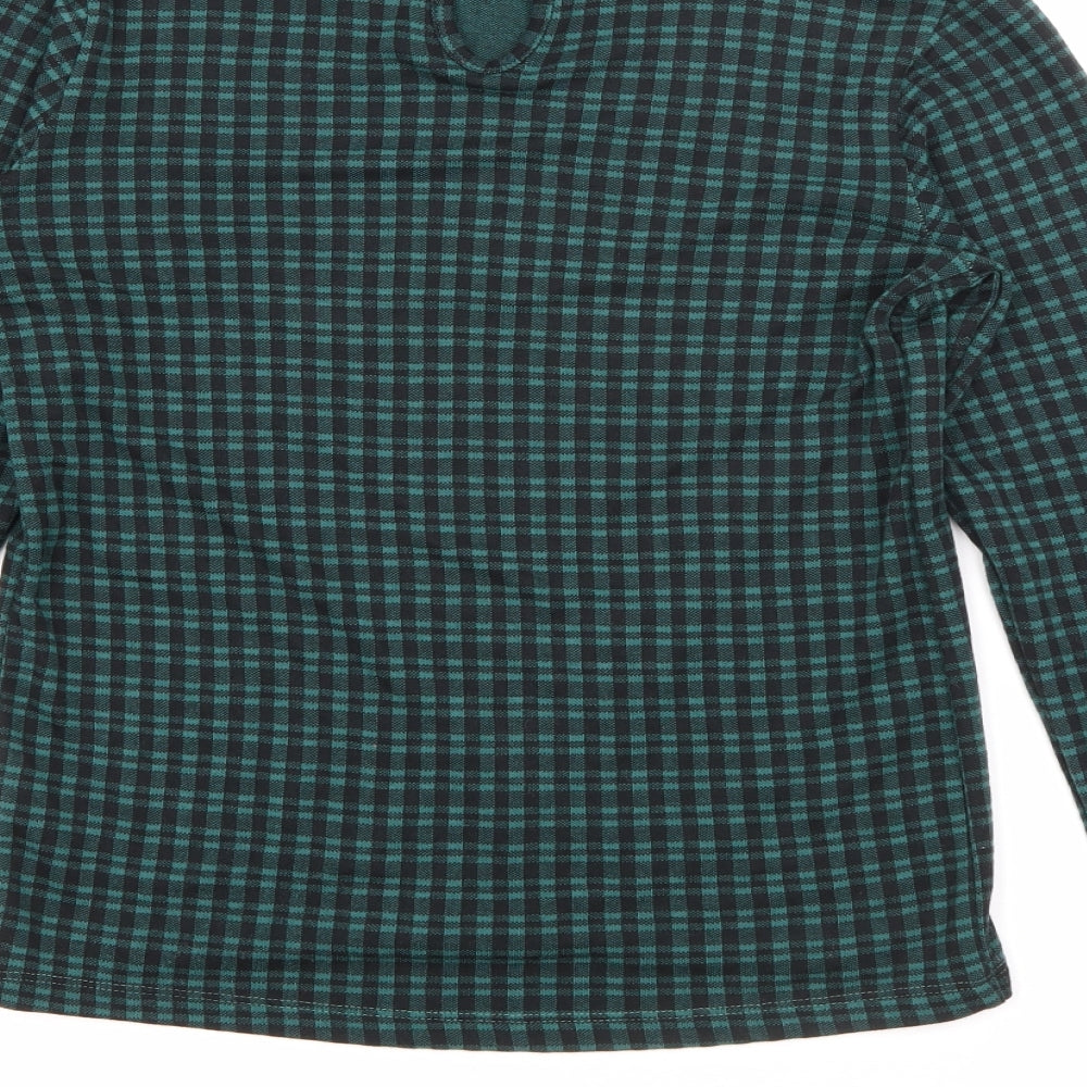 Primark Womens Green High Neck Plaid Polyester Pullover Jumper Size 4