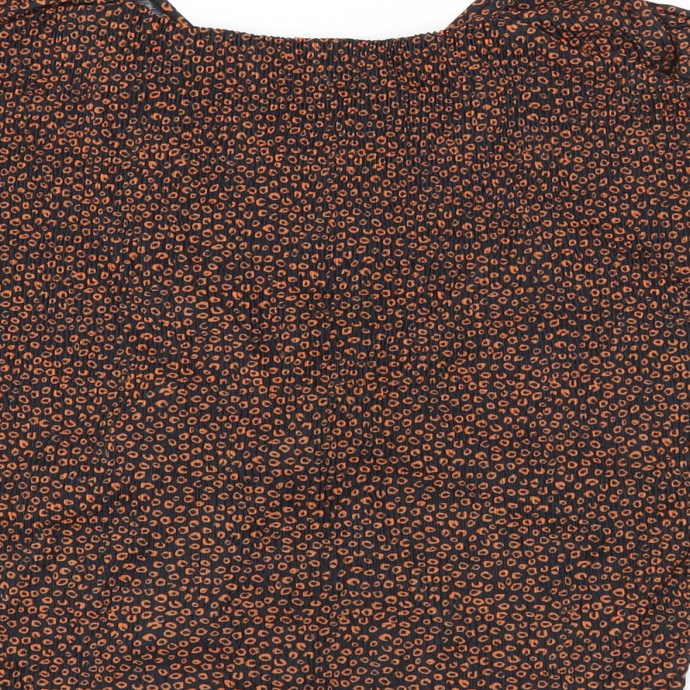 Marks & Spencer Womens Black Geometric Polyester Basic Blouse Size 12 V-Neck