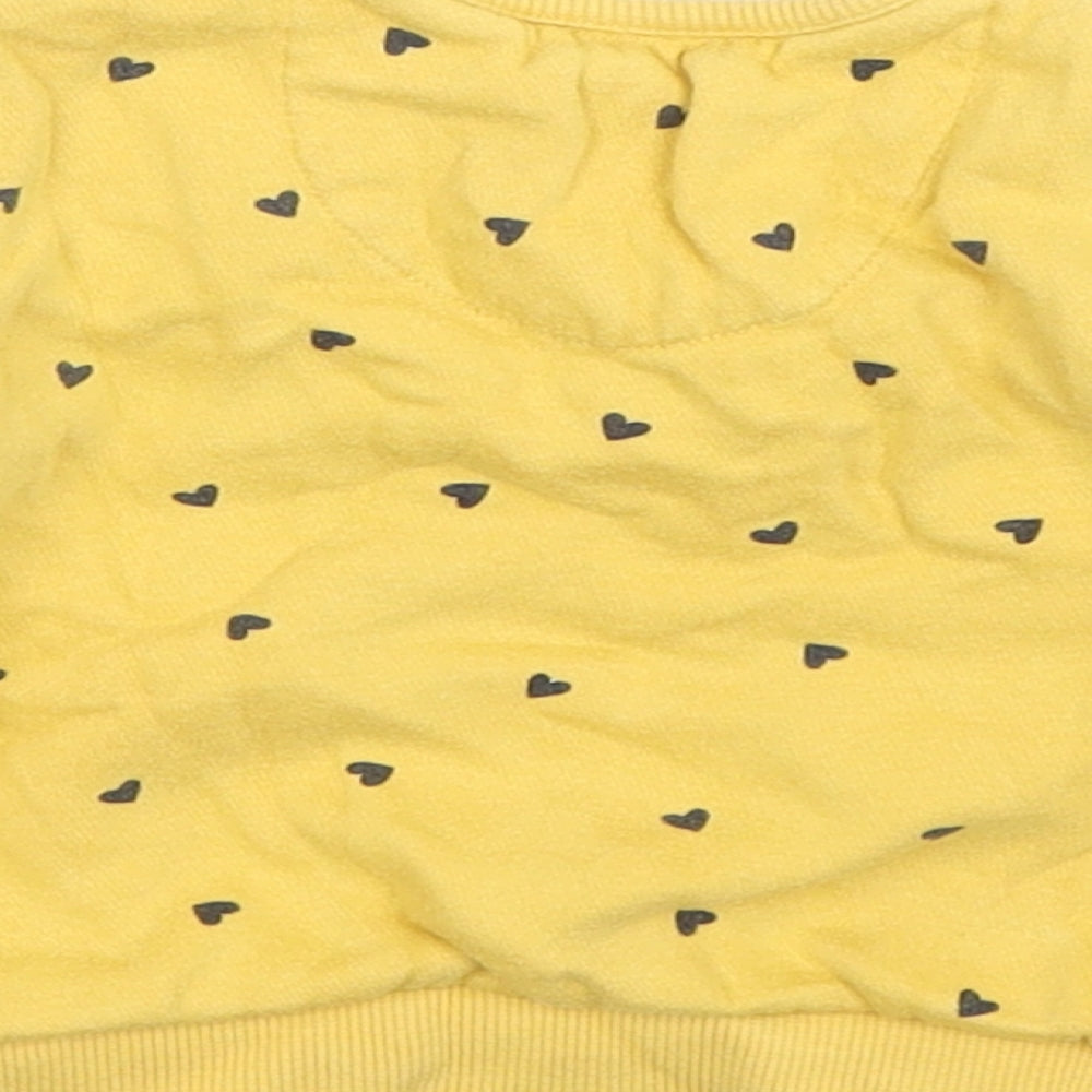 F&F Girls Yellow Polka Dot Cotton Pullover Jumper Size 3-6 Months Pullover