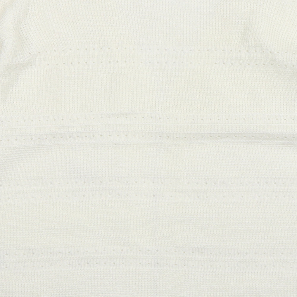 Papaya Womens Ivory V-Neck Acrylic Cardigan Jumper Size 12