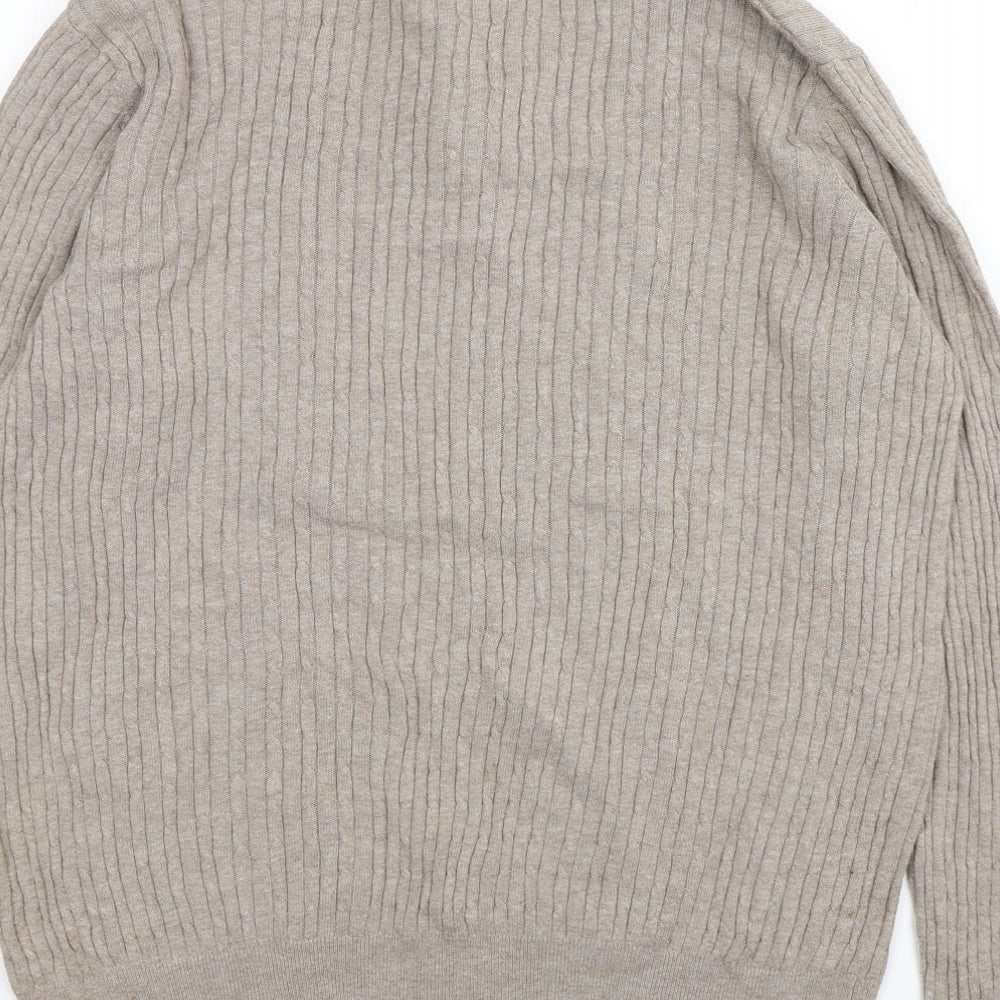 Collezione Womens Beige Mock Neck Cotton Pullover Jumper Size M