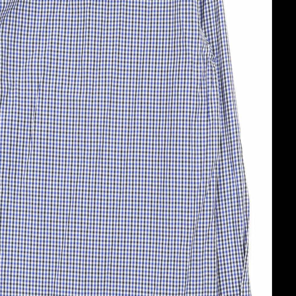 Daniel Rosso Mens Blue Cotton Button-Up Size M Collared Button - Gingham pattern