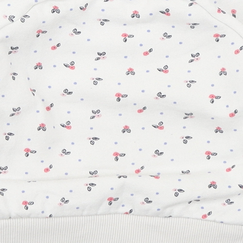 Primark Girls White Geometric Cotton Pullover Jumper Size 6-9 Months Button