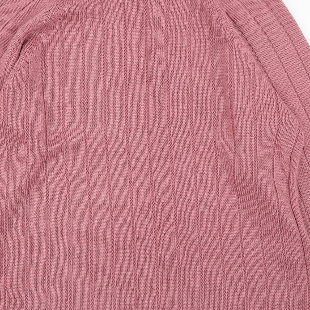 Casual Corner Womens Pink Round Neck Acrylic Pullover Jumper Size 10