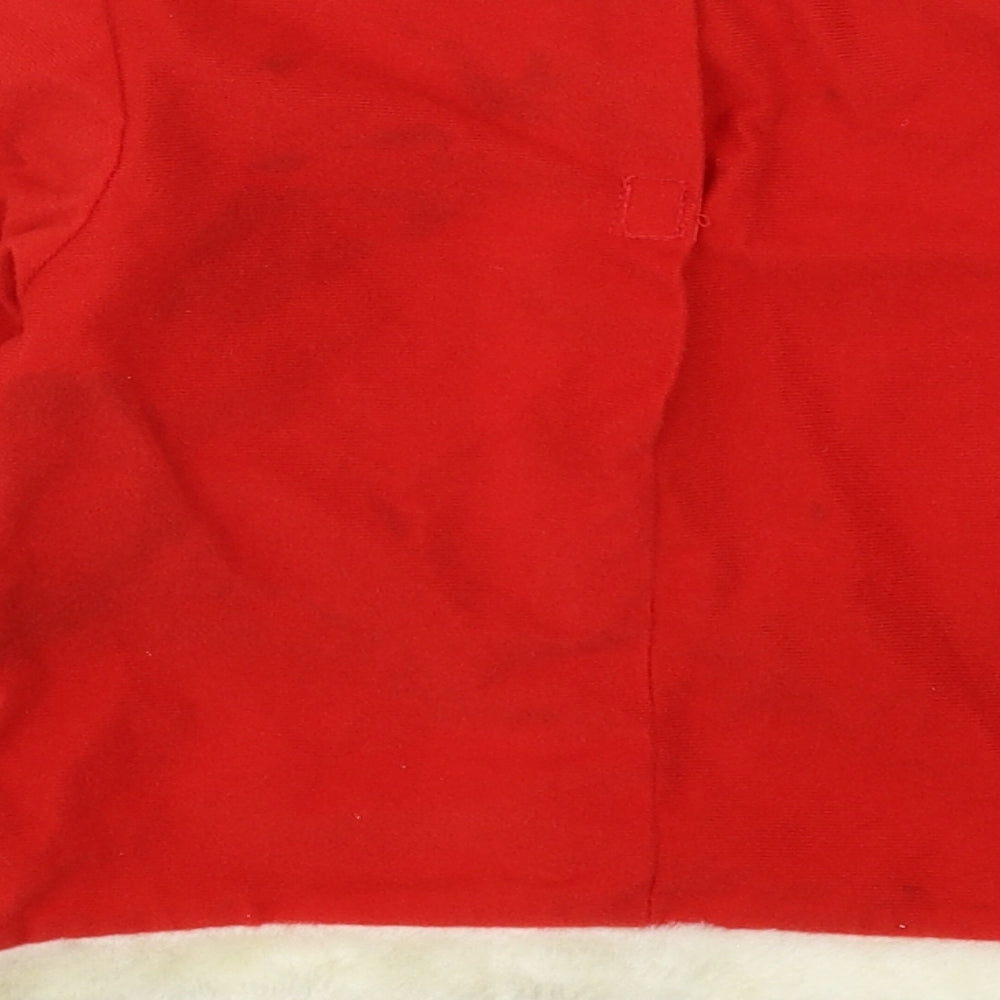 Preworn Boys Red Polyester Basic T-Shirt Size 5-6 Years Crew Neck Pullover - Santa Fancy Dress Top