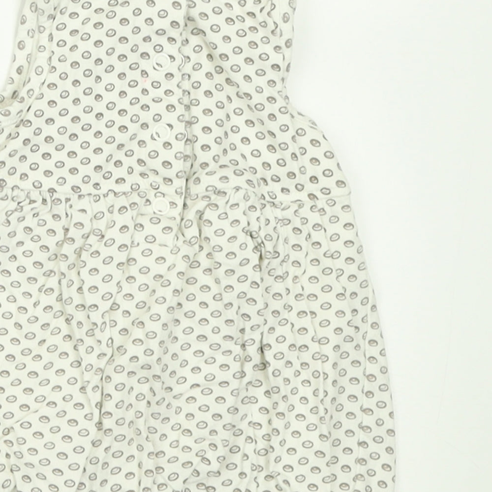 LITTLE NATURAL COLLECTION Girls White Geometric Cotton A-Line Size 0-3 Months Crew Neck Button