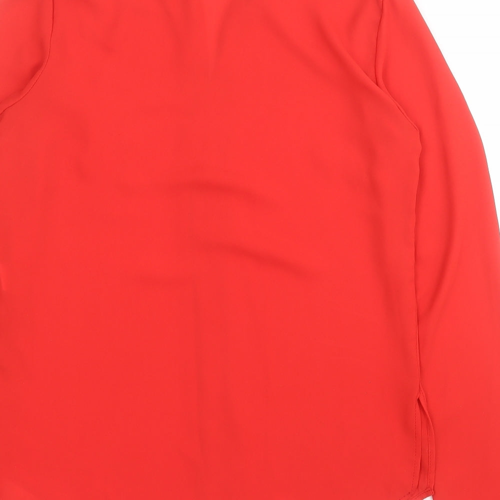 Primark Womens Red Polyester Basic Blouse Size 4 V-Neck